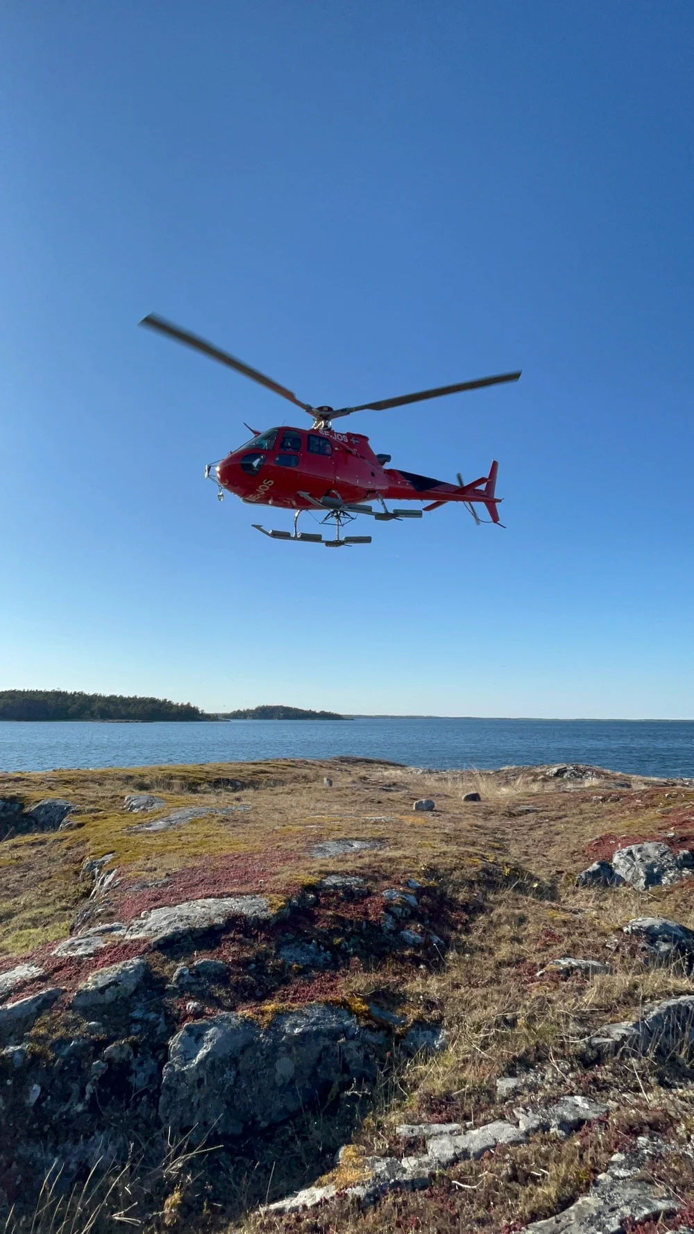 Arlanda helicopter over the Stockholm archipelago