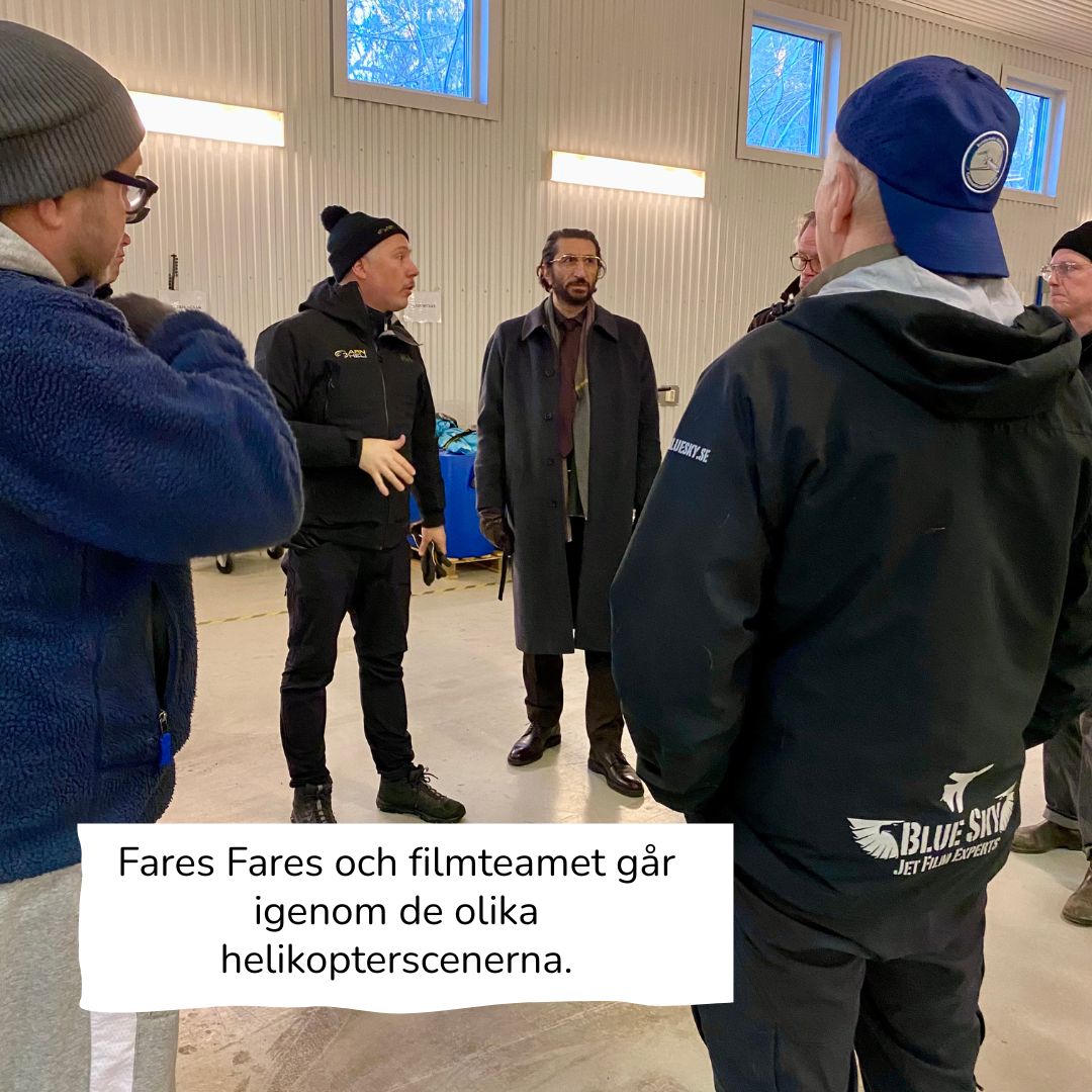Fares Fares and the film team going over the scenes