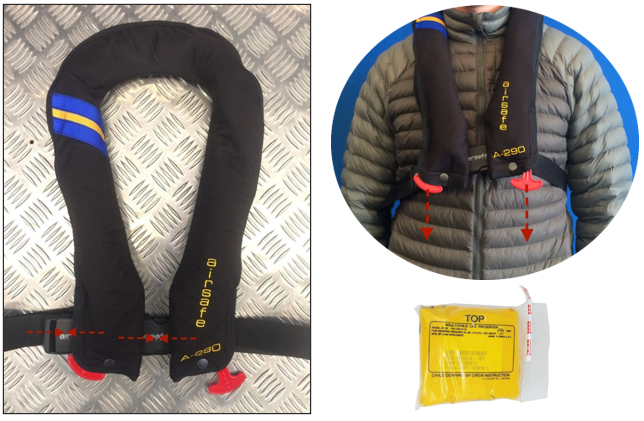 Life vest – packed and worn