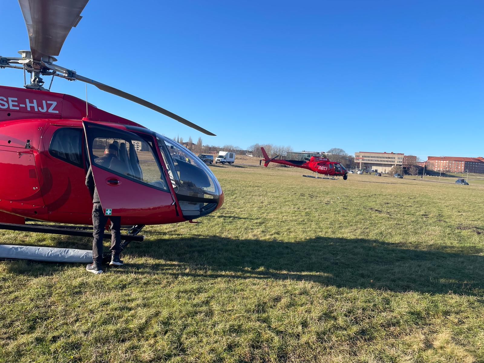 Helicopters at a shoot location